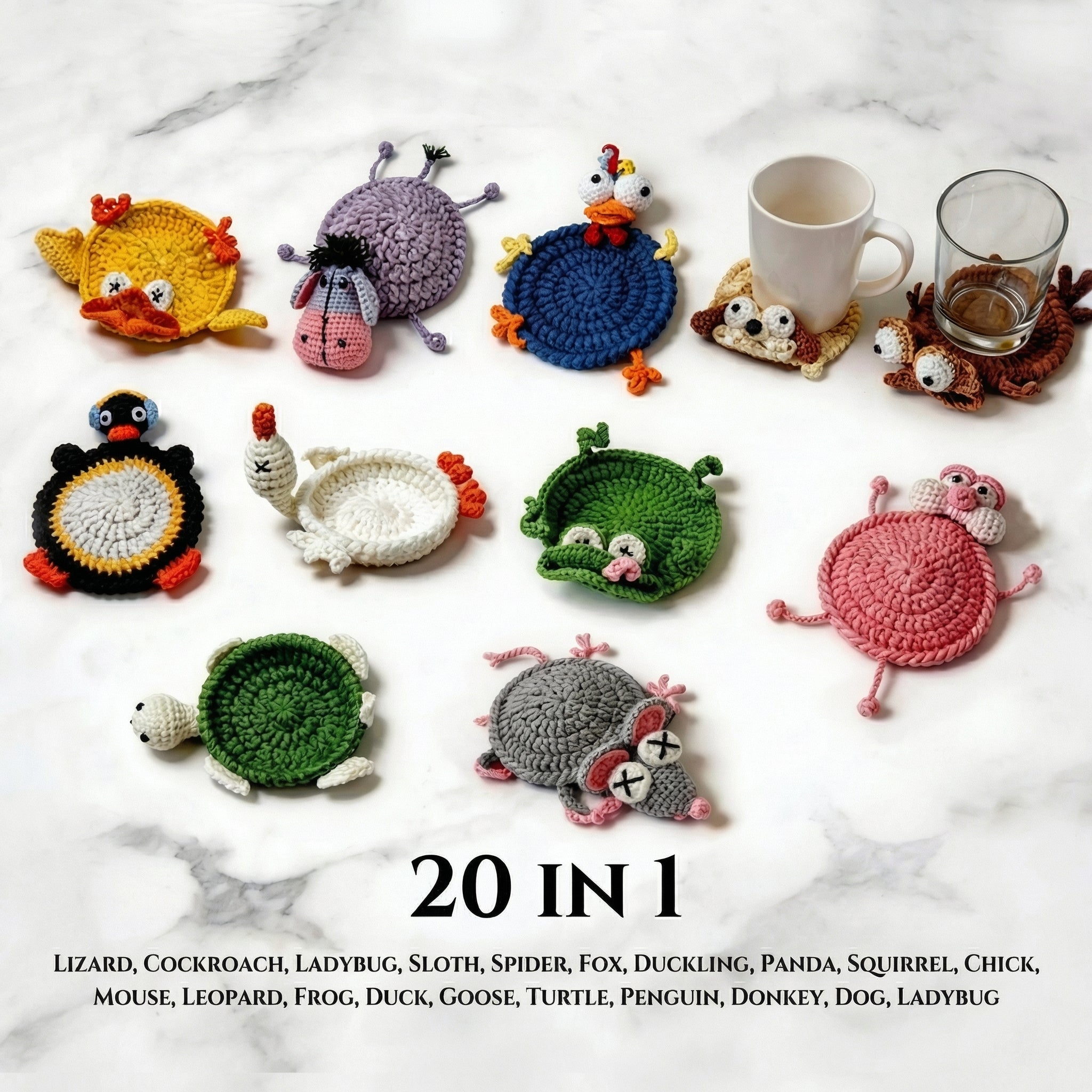20-in-1 Animal Coaster - Crochet Pattern
